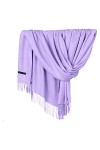 Foulard pour la vie Pashmina pour femme, doux, couleur unie, tendance, col chaud avec franges, poule de laine bonnet et échar
