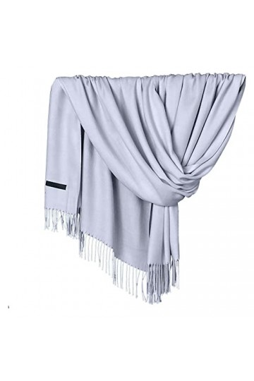 ZHIYU Écharpe Pashmina pour femme, douce, unie, tendance, col chaud avec franges, écharpe à manches, a, A