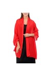 LZPCarra Foulard en soie pour femme Pashmina pour mariage, soirée, fête, cérémonie, dessert en plastique, rouge, taille uniqu