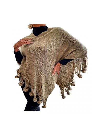 Cape châle en pashmina doux pour femme avec ourlet à franges pour lautomne et lhiver 2023, 6 gris, L