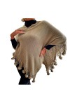 Cape châle en pashmina doux pour femme avec ourlet à franges pour lautomne et lhiver 2023, 6 gris, L