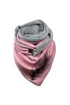 Écharpe Triangle Femme Chaud Automne Hiver Foulard En Coton à Boucle Imprimé Plume Châle à Boutons Multi-usages Mode Vintage 