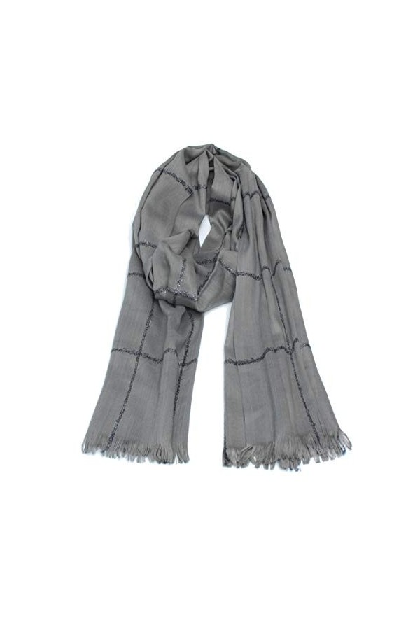 Van Der Rich ® - Echarpe Carreaux Paillettée - Femme Gris 