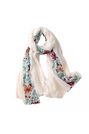 Bandana Schal Stickerei Pashmina Baumwolle Schals Floral Schals Schal Kariert, blanc, taille unique