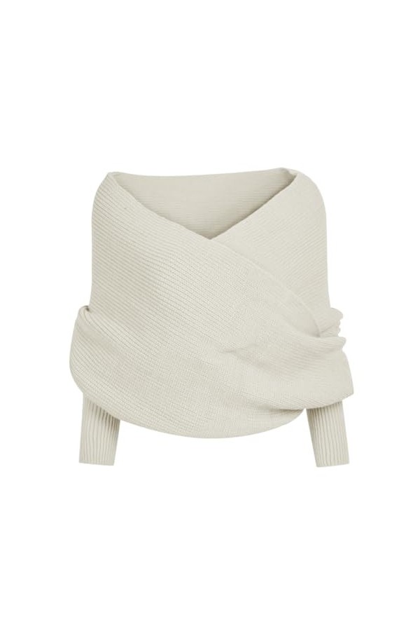 ORANDESIGNE Echarpe Femme Hiver Chaud Chic Tricotée Épais Écharpe Châle Longue Mode Uni Décontracté Etole Tricot Avec Manche 