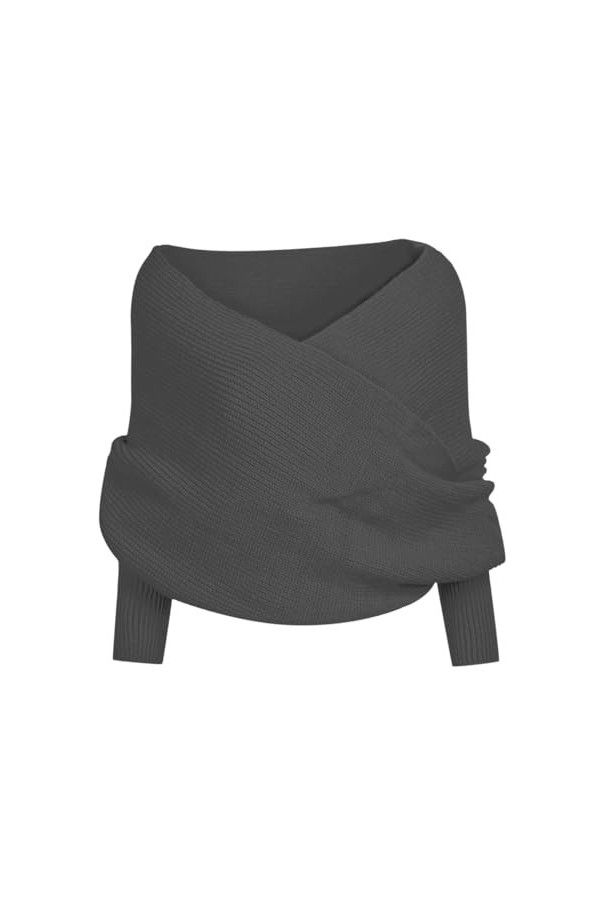 ORANDESIGNE Echarpe Femme Hiver Chaud Chic Tricotée Épais Écharpe Châle Longue Mode Uni Décontracté Etole Tricot Avec Manche 