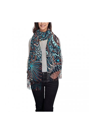 Châles et écharpes pashmina bleu hibiscus pour femme - Grande écharpe pashmina douce et châles pashmina, noir 3, taille uniqu