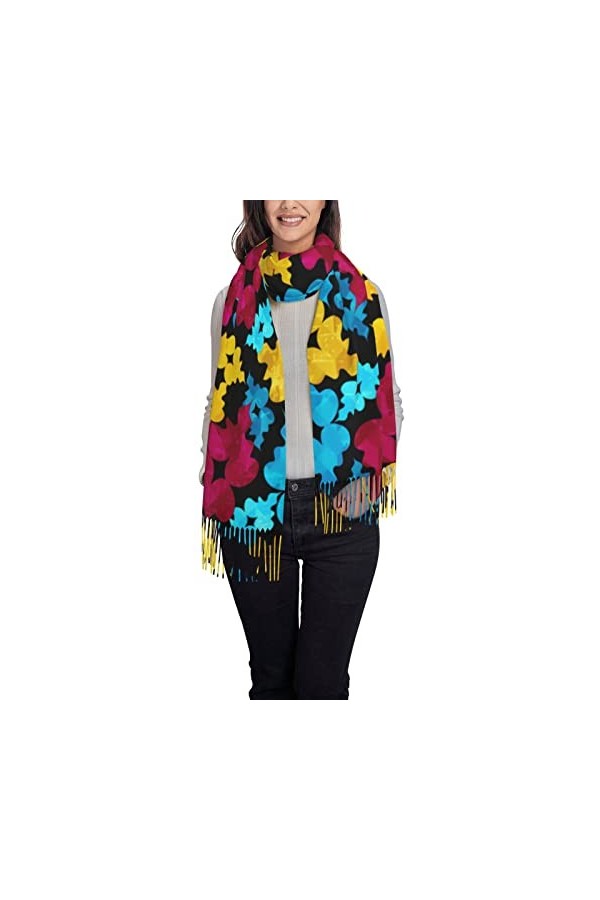 Châles et châles pashmina colorés pour femmes, peinture à la main de fleurs, grande écharpe pashmina douce, châles et écharpe