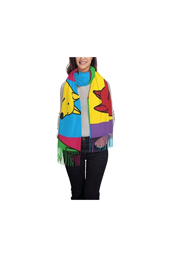 Châles et écharpes pashmina pour femme - Convient aux chiens et aux chiots - Grande écharpe pashmina douce, Black6, taille un