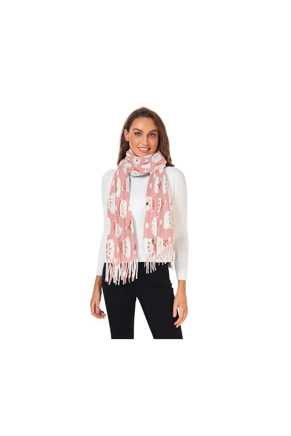 Écharpe de Noël rose pour femme - Pashmina - Grande écharpe dhiver chaude pour femme, Comme indiqué sur la photo, taille uni