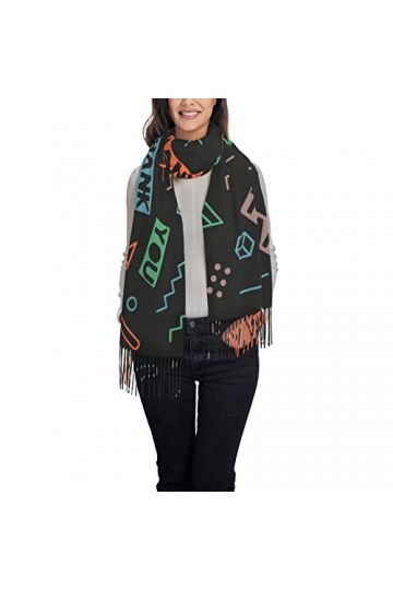 Wpamlrta Châle pashmina pour femme - Citrouilles et feuilles dautomne sur fond noir - Grande écharpe pashmina douce en cache