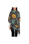 Wpamlrta Châle pashmina pour femme Halloween mignon blanc fantôme Boo! Grande écharpe pashmina douce pour lhiver, noir 3, ta