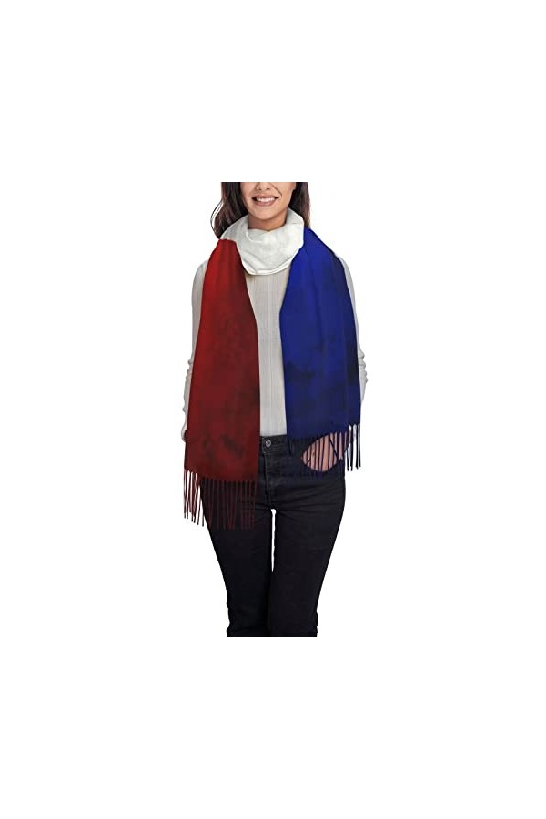 Châles et écharpes pashmina pour femme Art tribal afro Fleurs bleues Grande écharpe pashmina douce écharpe dhiver, noir 3, t