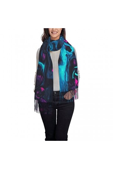 Châles et écharpes pashmina pour femme Art abstrait texture bleue orange grande écharpe pashmina douce écharpe tendance, noir