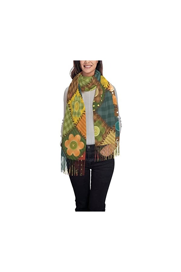 Wpamlrta Châles et écharpes pashmina pour femme Profitez de bordures colorées de fleurs grande écharpe pashmina douce écharpe