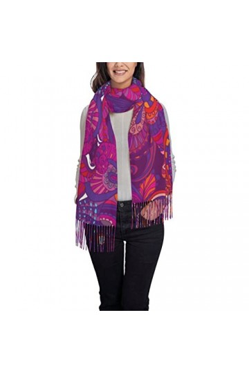 Châle pashmina rétro coloré pour femme - Grande écharpe pashmina douce en cachemire, Black8., taille unique