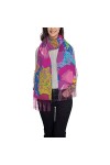 Châles et écharpes pashmina colorées pour femme - Art floral - Graffiti - Grande écharpe pashmina douce, Noir 5, taille uniqu