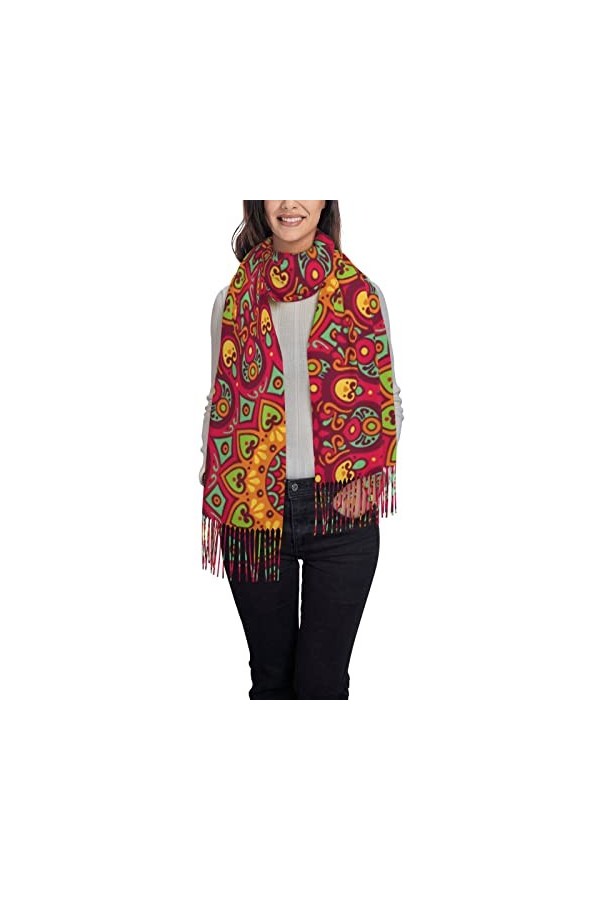 Châles et écharpes pashmina colorées pour femme - Art floral - Graffiti - Grande écharpe pashmina douce, Noir 5, taille uniqu