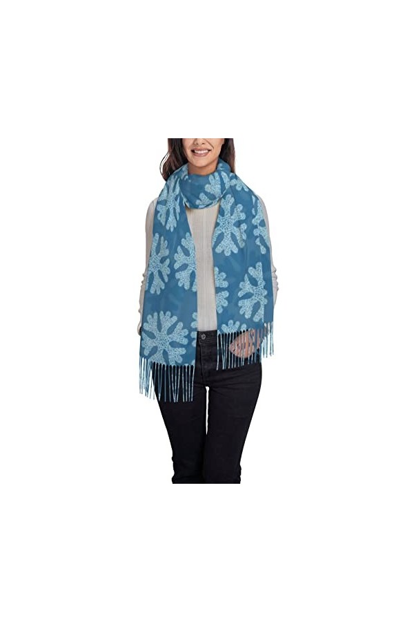 Châles et écharpes pashmina rétro pour femme - Flocons de neige pour Noël - Grande écharpe pashmina douce en cachemire, noir 