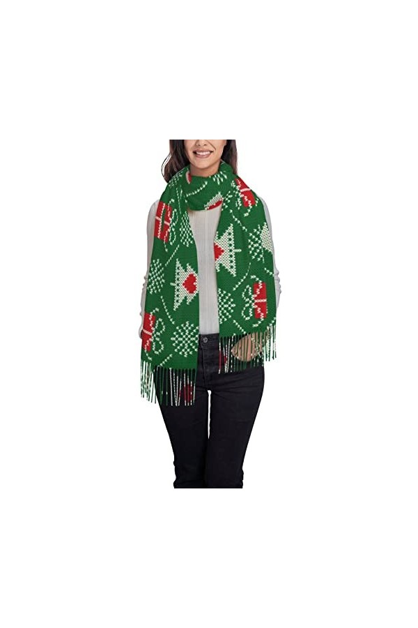 Châles et écharpes pashmina rétro pour femme - Flocons de neige pour Noël - Grande écharpe pashmina douce en cachemire, noir 