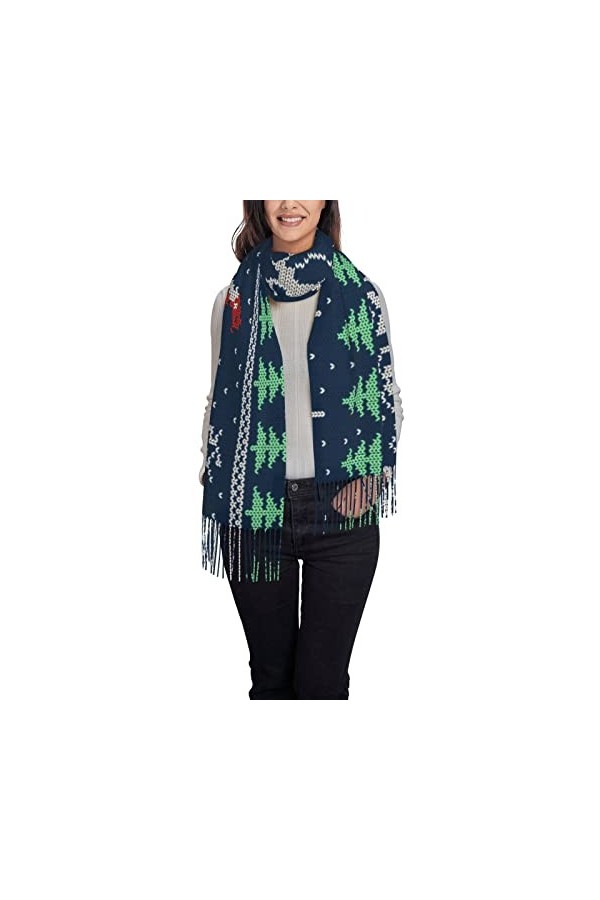 Châles et écharpes pashmina rétro pour femme - Flocons de neige pour Noël - Grande écharpe pashmina douce en cachemire, noir 
