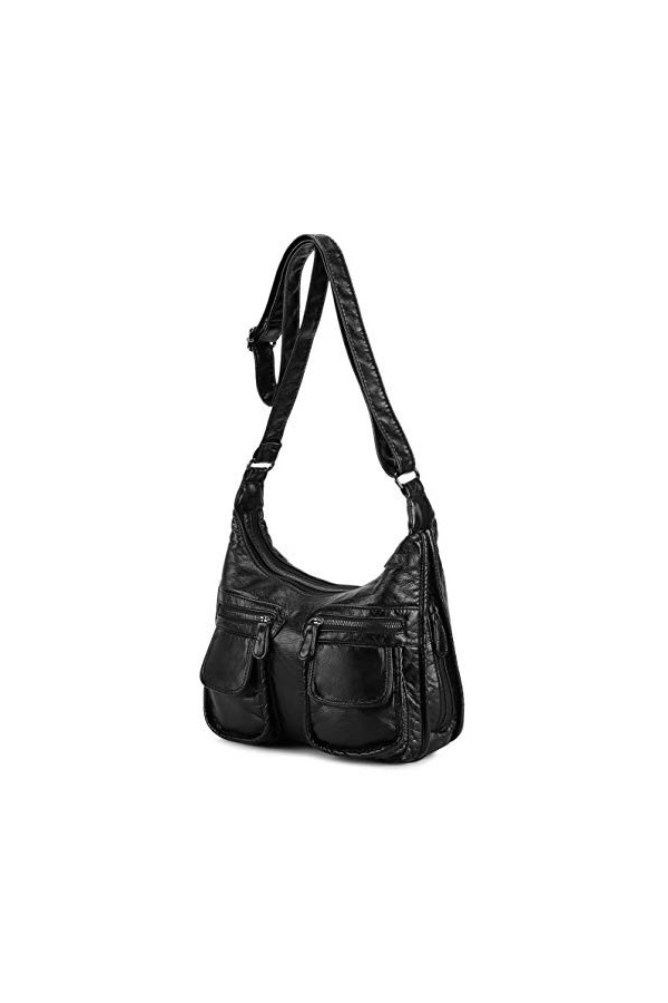 BAIGIO Sac a Main pour Femme en Cuir Souple Lave avec Multi-Poches Sac a Bandouliere Elegant et Spacieux Sac Portes Main Four