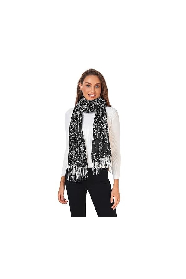 Spiders Web Écharpe pashmina pour femme Motif toile daraignée, Comme indiqué sur la photo, taille unique