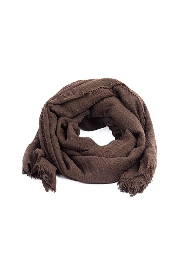 KARL LOVEN Femme - Foulard - Froissé - pashmina - écharpe - cache-col - 30 Couleurs Brun 