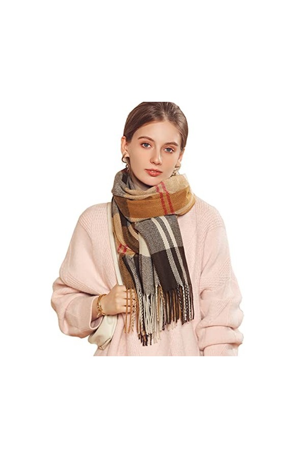 Cozyan Écharpe Femme Cachemire Hiver Chaud Pashmina Ètole Echarpe Cachemire Laine Mélange Manuel Grand Taille 180 * 65cm Douc