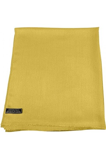 CJ Apparel Jaune Or Echarpe de Pashmina en Châle Népalaise Solide Couleur Unie Conception Wrap Étole Secondes