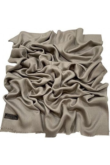 CJ Apparel Beige Echarpe de Pashmina en Châle Népalaise Solide Couleur Unie Conception Wrap Étole