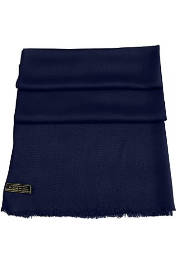 CJ Apparel Bleu Foncé Echarpe Secondes en Châle Solide Couleur Unie Conception Wrap Étole Pashmina