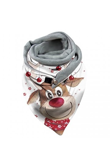 Yowein? Femme Noël Écharpe Triangle Mode Foulards Écharpes avec Bouton Rétro Décontractées épaisse en Laine Hiver Chaud Châle