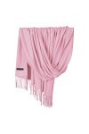 Foulard Pashmina pour femme, doux, couleur unie, tendance, col chaud avec franges, écharpes et châles pour femme dhiver, Ros