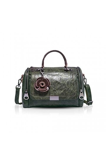 NICOLE & DORIS Femme Sac à Main Sac à Bandoulière Sac Dépaule Floral Sac à Main de la Mode, Vert Foncé, L, Sac à main