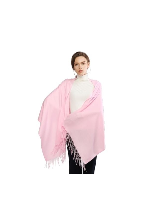 YCBMINGCAN Pashmina Écharpe douce unie tendance et chaude avec franges, vert, taille unique
