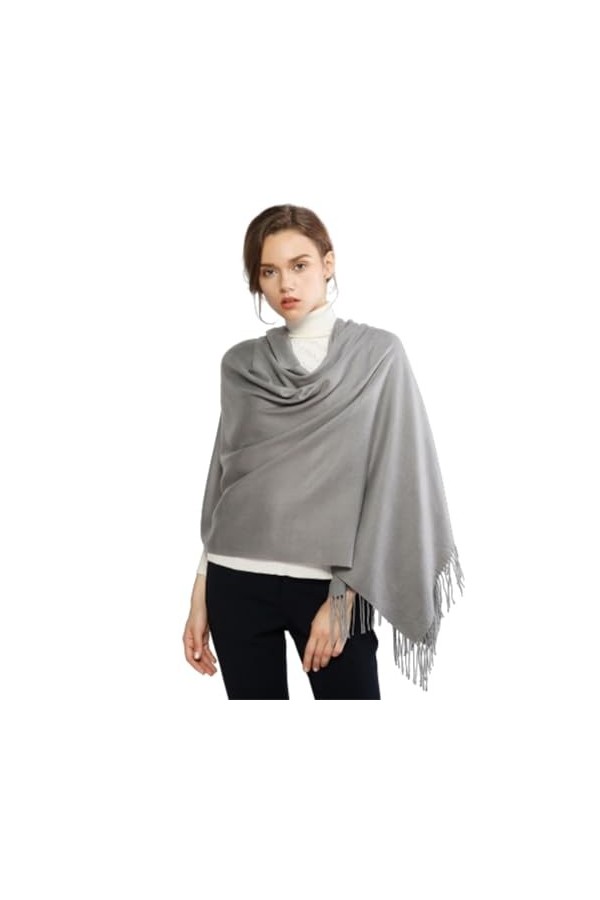 YCBMINGCAN Pashmina Écharpe douce unie tendance et chaude avec franges, vert, taille unique
