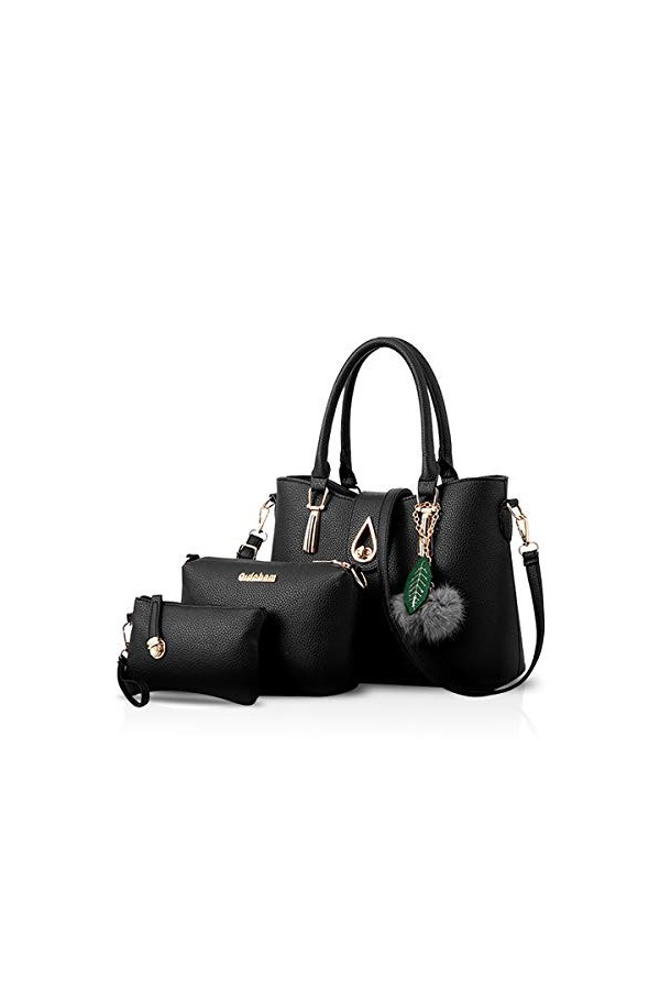 NICOLE&DORIS Sac Fourre Tout Sac a Main Femme Ensemble de 3 PCS Sac Cabas Grand en Cuir PU Shopping Bag Sacs Portés Main Mult