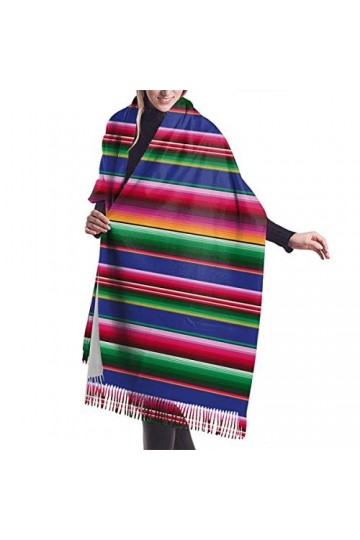 IUBBKI Couverture mexicaine colorée à rayures pour femme - Longue écharpe dhiver et dautomne - Pashmina, Comme indiqué sur 