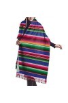 IUBBKI Couverture mexicaine colorée à rayures pour femme - Longue écharpe dhiver et dautomne - Pashmina, Comme indiqué sur 