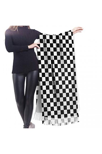 IUBBKI Écharpe classique en cachemire pashmina avec motif blocs noirs et blancs pour femmes et filles, Comme indiqué sur la p