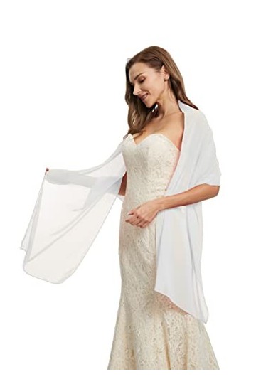 Châle Écharpe Wraps Doux Mousseline de Soie Dentelle Pashmina pour robes de soirée lors doccasions formelles, blanc, M