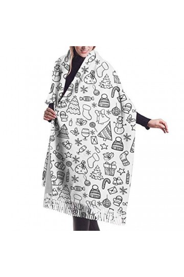 IUBBKI Doodle Écharpe de Noël tendance super douce en cachemire pashmina Cape pour femmes et filles, Comme indiqué sur la pho