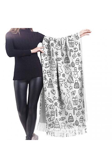 IUBBKI Doodle Écharpe de Noël tendance super douce en cachemire pashmina Cape pour femmes et filles, Comme indiqué sur la pho