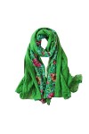 CUTeFiorino Écharpe pour tout-petit pour femme - Broderie pashmina - Coton - Foulards floraux - Bandana - Écharpe noire avec 