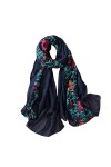 CUTeFiorino Écharpe pour tout-petit pour femme - Broderie pashmina - Coton - Foulards floraux - Bandana - Écharpe noire avec 