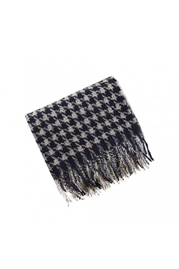 Cravate Bleue Hiver Stripe Splicing Lattice Faux Plush Feel Pashmina Châles Wraps Écharpe légère pour femme Écharpes chaudes 