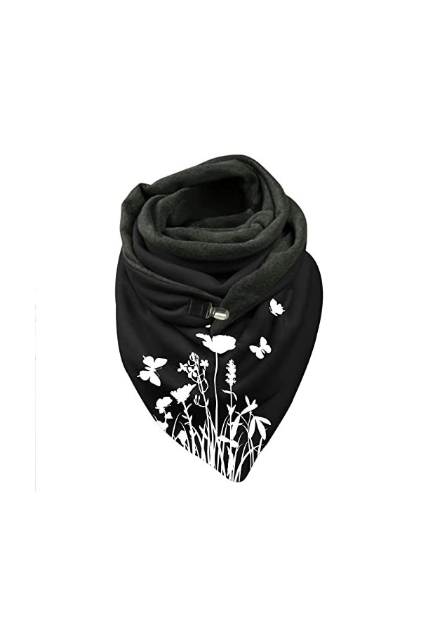 LANSKIRT Echarpe Hiver, Echarpe Triangle Femme Oversize Automne Hiver avec Bouton ChâLes ÉCharpe Echarpe Châle Vintage Triang