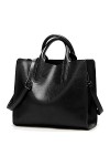 Coolives Tote Sac Cabas avec Bandoulière pour Femme en Cuir PU Sacs à Main portés Main Carré Noir