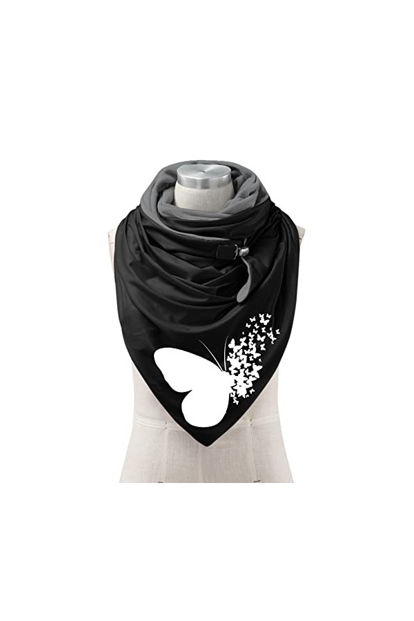 Blingko ChâLe Femme Noir en Polaire Scarf Hiver Echarpe Femme Hiver Couleur Unie Décontracté Châle Écharpe Mode Chic Echarpe 